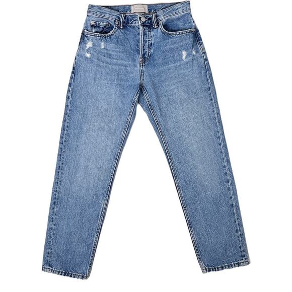 Everlane Women's Jeans 25 O-S Boy Friend Vintage Distressed Light Wash Denim - Picture 1 of 9
